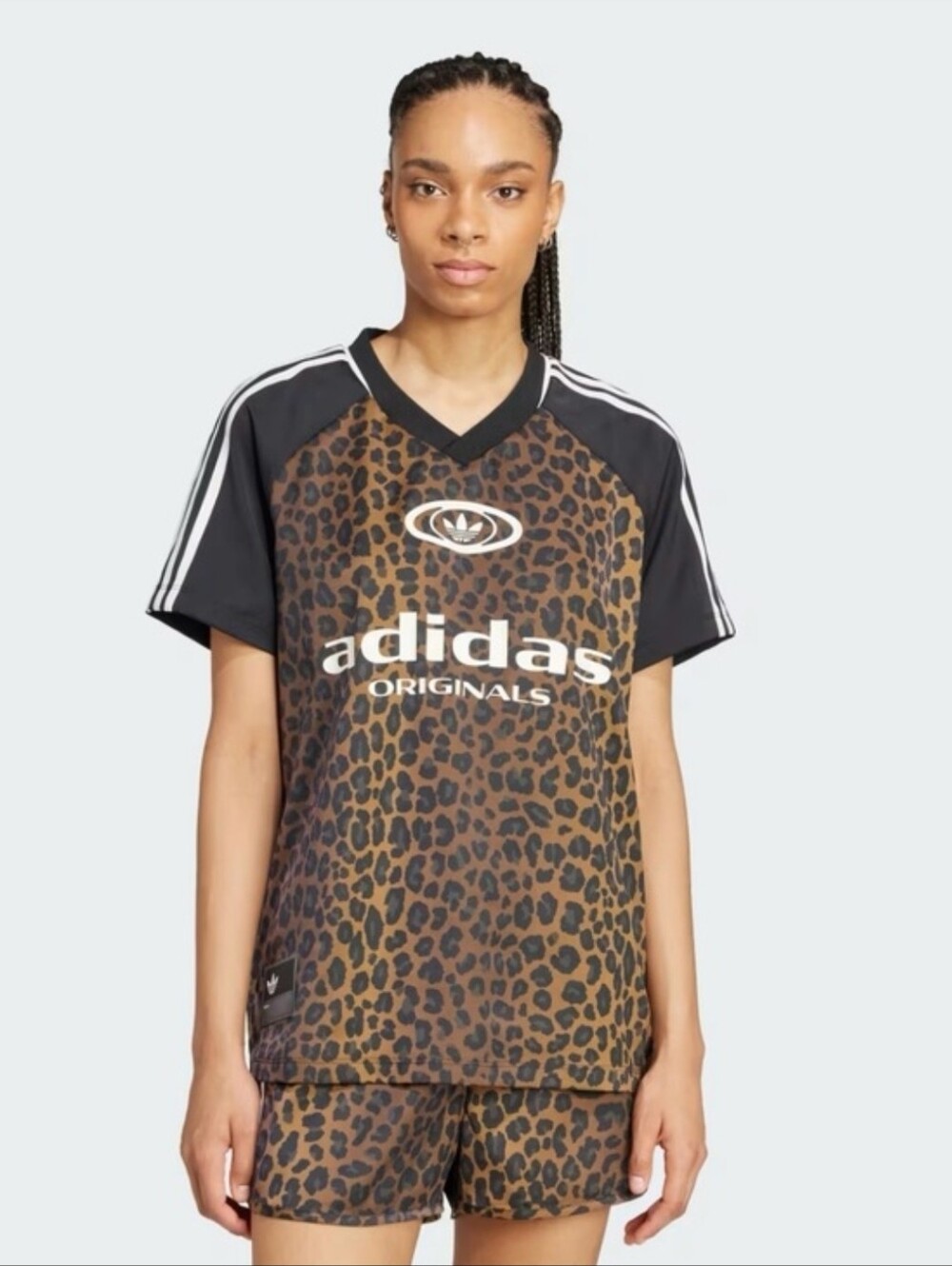 New Adidas Sz Large Leopard Shirt Cheetah Print Jersey Top Satin